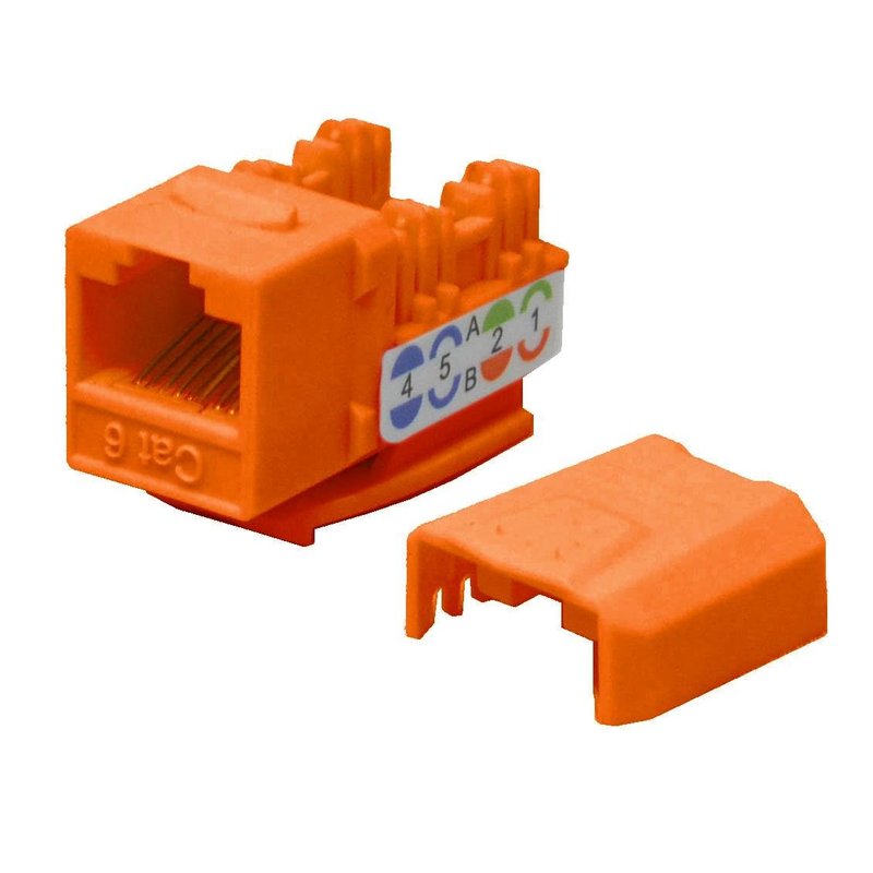 LOGICO 50 Pieces Cat6 Keystone Jacks Orange with Dust Cap – 22-26 AWG ...