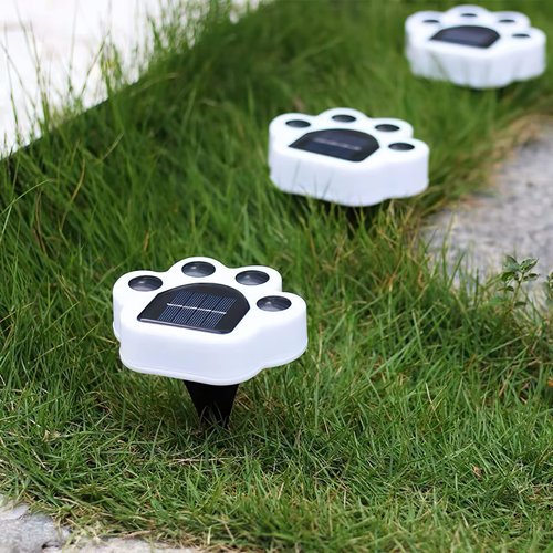 4Pack Paw Print Solar Lights Color Changing Solar Paw Print Lights Outdoor Waterproof, Dog Paw Solar Ground Lights Garden Lawn Landscape Path Lights Dog Print Cat Bear Paw Animal Footprint Yard Lights