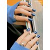 ohora Semi Cured Gel Nail Strips (N Cream Indigo) - Blue, Solid, Works with Any UV/LED Nail Lamps, Salon-Quality, Long Lasting, Easy to Apply & Remove - Includes 2 Prep Pads, Nail File & Wooden Stick