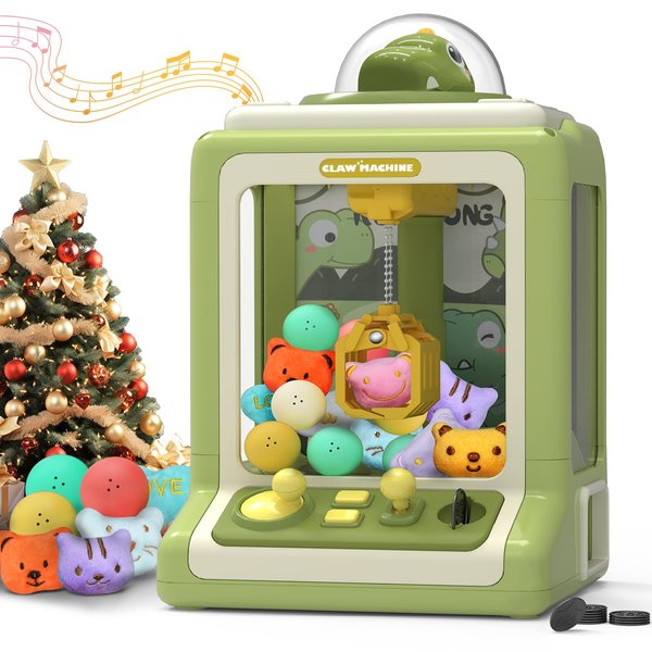 Dinosaur Claw Machine for Kids Ages 3+, Mini Electronic Arcade Games Vending Machine, Toy Candy Dispenser Machine, Crane Prize Machine with Music for Boys Girls Christmas Birthday Party Gift