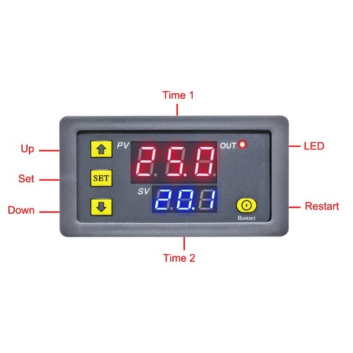 SazkJere Programmable Cycle Timer Switch Timer Delay Relay LED Digital Display Timing Module (1Piece, AC220V)