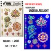 Temporary Tattoos for Glow Party UV Blacklight – 1 Sheet Lotus Floral Body Paint Art Light Festival Accessories Glow in the Dark Makeup | 7.2” x 5.2” Temp Great for EDM EDC Party Rave Parties