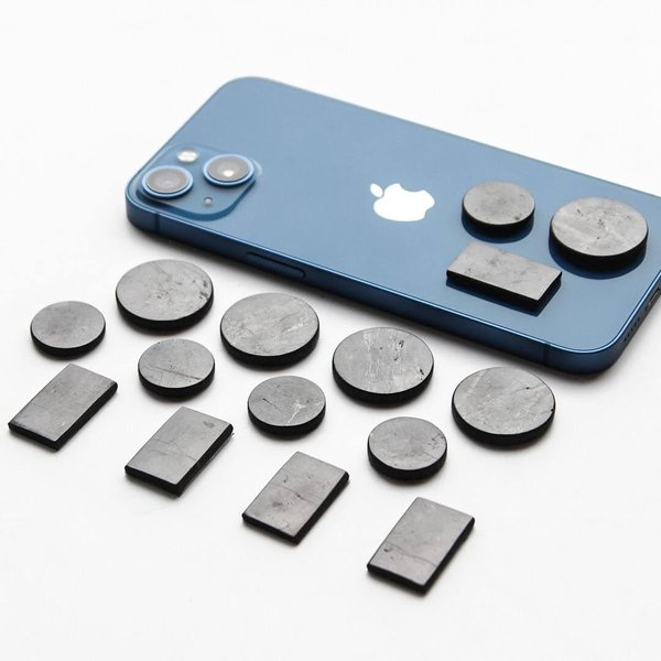 KARELIANMASTERS Shungite Stones Stickers Set for Mobile Cell Phone | Healing Energy Crystal Protection Plates with Carbon Fullerenes for Tablets & Laptops & Computer (Set of 15 Plates)