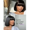 LUVME HAIR 10 Inch Light Yaki Straight Bob Wig with Bangs Human Hair Realistic HD Lace Short Black Bob Wigs, Ready to Go Blunt Cut Bob Wig Glueless 180 Density