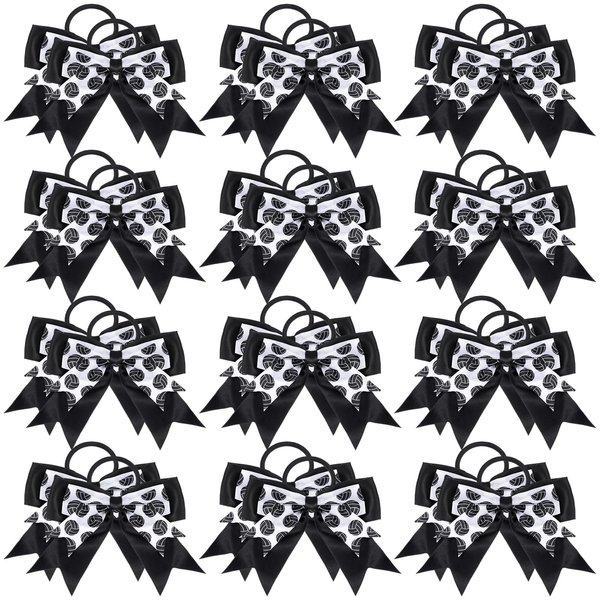 MTLEE 24 Pcs Volleyball Hair Bows Sports Cheerleader Gifts 6 Inch Elastic Volleyball Hair Ties Cheerleading Hair Tie Bow Ribbon Hair Bands Ponytail Holder Hair Accessories for Girls Players Teams