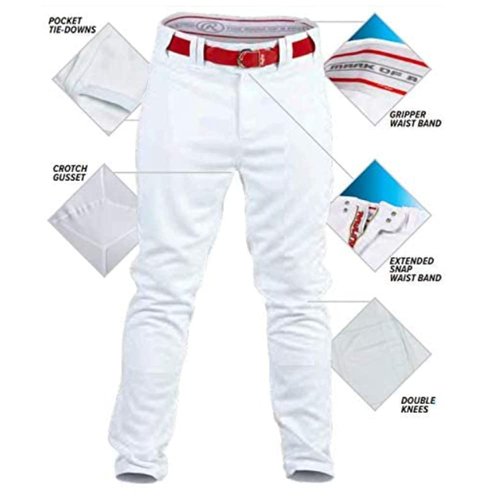 Rawlings PRO 150 Series Game/Practice Baseball Pant | Youth Medium | Piped - Grey/Navy | Relaxed Fit