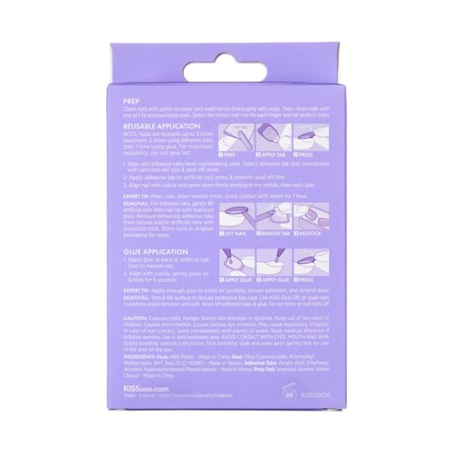 KISS Majestic Press On Nails, Nail glue included, Lovely Bubbly', Pink, Long Size, Coffin Shape, Includes 30 Nails, 2g glue, 2 Prep Pads, 2 of 24 Adhesive tabs, 2 manicure sticks, Mini file