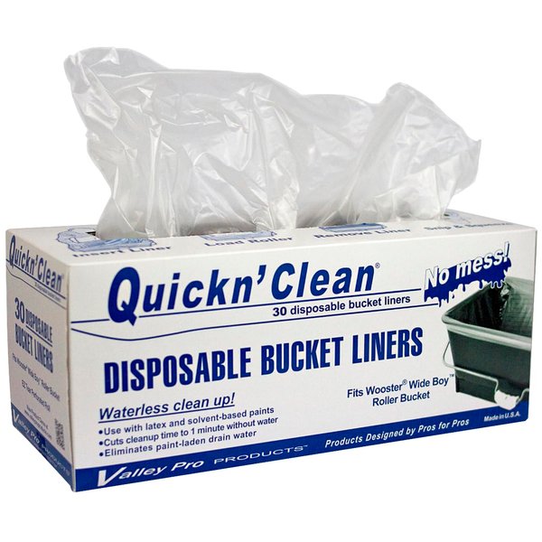 Quickn'Clean Disposable Paint Bucket Liners 30-Pack. Custom fits Wooster Wide Boy Paint Bucket. Does NOT FIT Purdy Bucket