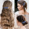 Wedding Hair Combs, Crystal Flwoer Hair Clips Bride Bridesmaid Hair Sides Comb Rhinestone Barrettes, Pearl Flower Hair Pins Hair Accessories for Women Girls (Royal Blue)