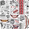 COKTAK 6 Sheets Joker Tattoos Halloween Makeup Kit Cosplay Costume, HQ Clown Joker Face Tattoos Stickers, Fake Joker Hand Temporary Tattoos Halloween Costume Decals, Bulk Prisoner Inmate Rapper Gothic Tattoos Set