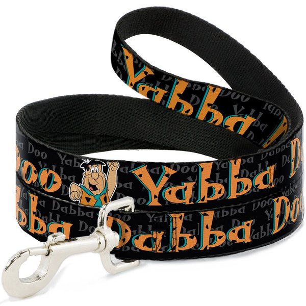 Buckle-Down Pet Leash - Fred Face/Pose YABBA DABBA DOO Black/Gray/Orange - 4 Feet Long - 1" Wide