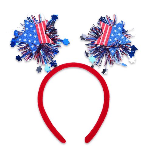 4th of July Headband Independence Day Hair Bands Glittery Star Hair Hoop USA Flag Stars Design Patriotic Decorations Red White Blue Hair Accessories for Fourth of July Parades Party Favors 1PCS