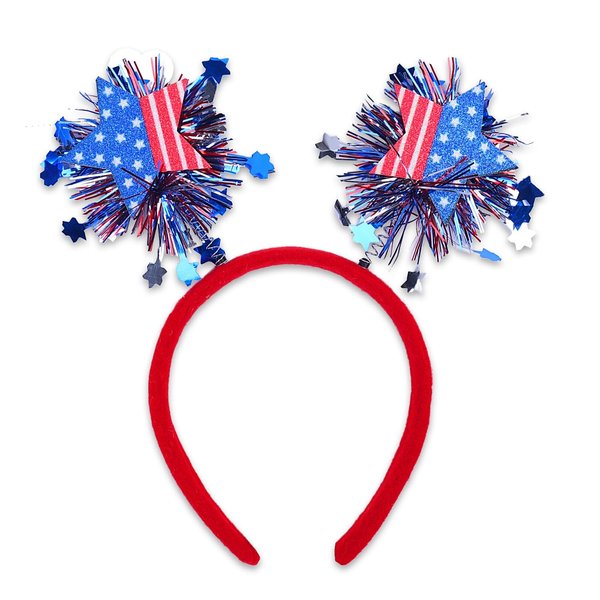 4th of July Headband Independence Day Hair Bands Glittery Star Hair Hoop USA Flag Stars Design Patriotic Decorations Red White Blue Hair Accessories for Fourth of July Parades Party Favors 1PCS
