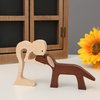 Men and Dog Figurines Wooden Gift Home Décor Accents，Wood Sculpture Puppy and Human Statue Figurine Office Decor Sculpture Model to Remember Friendship Between Dog and People,Eco-Friendly Gifts