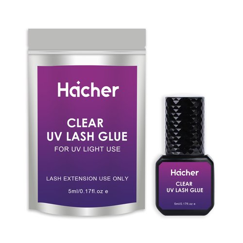 HAICHER UV Lash Glue for Eyelash Extensions, Curing 1-2 Sec Drying Time, Extreme Retention 7-9 Weeks, Lash Adhesive for UV Light Professional Use Only (0.17 fl.oz / 5ml)