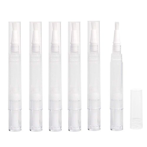 6 Pcs 3ml Transparent Empty Twist Pens with Brush Tip Nail Oil Pen Cosmetic Lip Gloss Container Applicators Eyelash Growth Liquid Tube