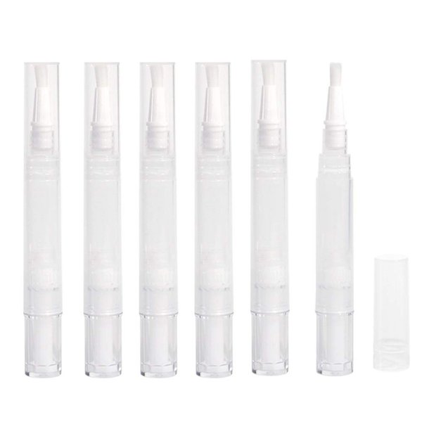 6 Pcs 3ml Transparent Empty Twist Pens with Brush Tip Nail Oil Pen Cosmetic Lip Gloss Container Applicators Eyelash Growth Liquid Tube