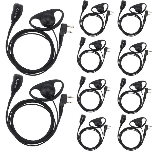 Case of 10,Walkie Talkie Earpiece with Mic 2 Pin D-Type Headset for Walkie-Talkie Compatible with Baofeng UV-5R BF-888S H-777 RT22 RT27 RT-5R Kenwood 2 Way Radios(10 Pack)