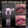 Magic Color Changing Lip Oil Temperature Change Lip Glow Oil Moisturizing Plumping Lip Gloss, No-Sticky Transparent Lip Care Tinted Lip Gloss Oil (Clear Shimmer+Black)