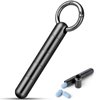 TISUR Keychain Pill Holder,Titanium Pill Case Portable Waterproof Pill Organizer Black Vitamin Container, EDC Pill Box Pill Bottle for Pocket Purse Daily Travel Outdoor（Long Tiny Pill Case Black）