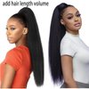 Long Kinky Straight Drawstring Ponytail Black 24 inch Yaki Straight Drawstring Ponytail Extension Synthetic Hair Clip in Ponytail Hair Extensions for Women 1B# Natural Black