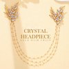 Gorais Gold Wedding Head Chain Jewelry Crystal Leaf Headpiece Rhinestone Hair Chain Costume Accessories for Women