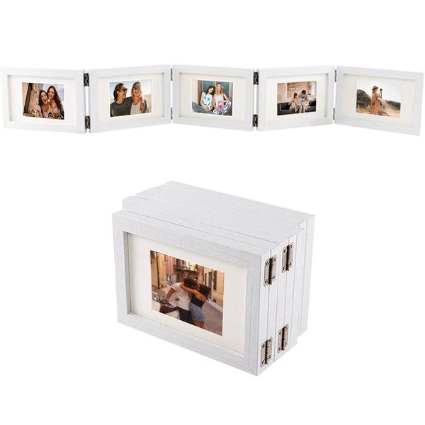 Hyuetrsa 5 Folding Ultrasound Picture Frame,6.8" x 4.7" Sonogram Picture Frame, Natural Wood Sonogram Keepsake Frame,Thoughtful and Memorable Gift for Expecting Parents,White