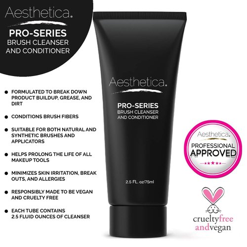 Aesthetica Makeup Brush Cleaner – Cruelty Free Make Up Brush Shampoo for any Brush, Sponge or Applicator - Made in USA - 2.5 fl oz
