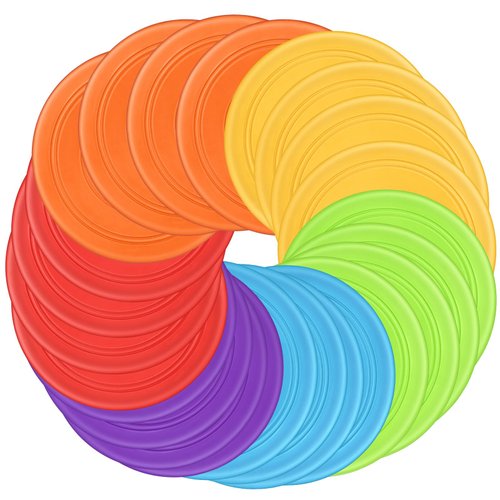 Nujzuir 6Pcs Kids Flying Disc 7 Inch Silicone Flying Disks Set in Bulk for Children Outdoor Backyard Lawn Sports Games DIY Party Favors, 6 Colors
