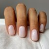 24PCs Press On Nails, Short Square Medium Shape, Solid Dark Color Fake Nails, Stick on Nails Glue on Nails Short Coffin False Nails (Ivory)