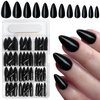 AddFavor 360pcs Almond Press on Nails Short Fake Nails, Black Short Almond Nails Press on Acrylic False Nail with Glue Adhesive Tabs for Women Girls