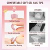 UNA GELLA Toe Nail Press Ons Peach Pink Toe Nail Tips Gel X Nail Tips French Tip Press On Nails -216pcs 12sizes Soft Gel Press On Toenails Acrylic Nails Soak Off Toenail Press Ons ForHome DIY Salon