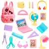 19Pcs Study Set for 11.5inch Dolls, Doll Accessories with 19Pcs Study Set Including Laptop Ruler Pencils for Girls Birthday Gifts