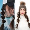 HIENAJ Bubble Ponytail Wig Synthetic Braided Extensions with Hair Ties Hair Band Hairpieces for Women Girls DIY Daily Wear Hair Accessories (Light Brown)