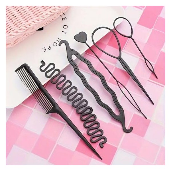 6 Pcs Hair Tail Tools Set, Hair Braiding Set Hair Design Styling Tools Accessories Hair Tail Tools Set French Centipede Braiders Ponytail Maker Hair Braiding Tool for French Twist Plait