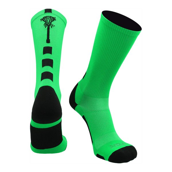 TCK Midline Lacrosse Logo Crew Socks (Lime/Black, Medium)