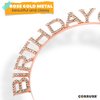 CORRURE Birthday Girl Rhinestone Headband Tiara, Rose Gold Birthday Crown Headpiece, Party Hair Accessories for Girls and Women, Sweet 16, 18th, 21st, 25th, Any Other Bday Party Decorations Supplies