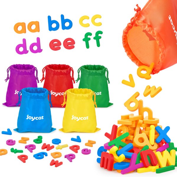 JoyCat Magnetic Letters, 312 Pieces Lowercase Alphabet Fridge Magnets, ABC Magnets for Toddlers Kids, Educational Learning Plastic Letters Magnets Set for Kindergarten Classroom (6 Sets of 52 Letters)