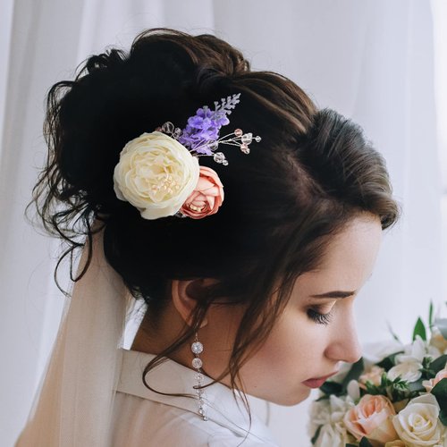 AW BRIDAL Flower Hair Pins for Wedding Bridal Hair Accessories Hair Piece for Women Rhinestone Hair Pin Hair Clips for Brides Bridesmaid (Silver)