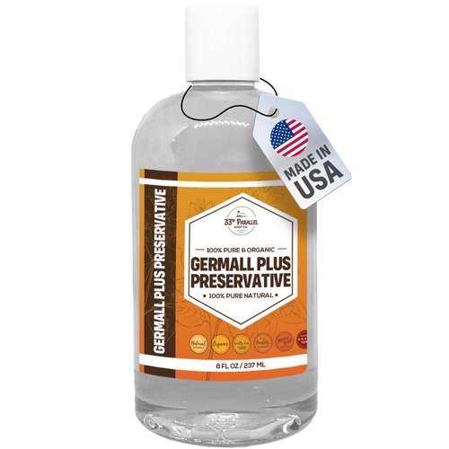 GERMALL PLUS PRESERVATIVE Liquid (8 oz) Paraben-Free; Formaldehyde-Free; Water & Oil Soluble | Suitable for Soap Making, Lotions, Conditioners, Creams | Keeps Products Fresh & Safe | 8 OUNCES