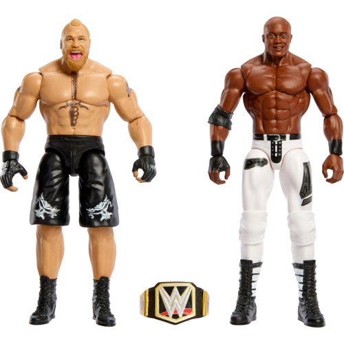 Mattel WWE Championship Showdown 2-Pack Action Figures & Accessory, Series #16 Brock Lesnar vs Bobby Lashley Collectible Set, 6-inch
