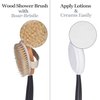 EASACE Long Handle Bath Body Brush & Lotion Applicator for Back Scrubber, Shower Brush with Soft Bristles for Wet or Dry