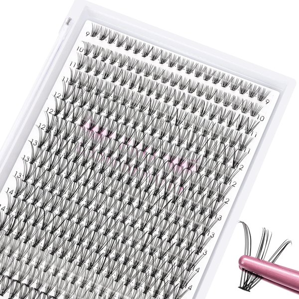 280 Pcs Individual Lashes 20D-D-0.10-9-16mix Cluster Lashes 20D C D Curl Wispy Lashes Bottom Lashes DIY Lashes At Home (20D-D-0.10-9-16mix)