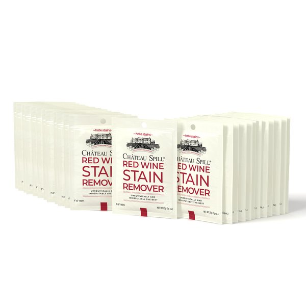 Chateau Spill Red Wine Stain Remover for Clothes – 25 Wipes for Stubborn Stains on Tablecloth, Carpet, Upholstery and Laundry from the makers of Miss Mouth's Messy Eater Stain Treater