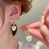 Allereyae Vintage Crystal Pearl Heart Dangle Earrings Rhinestone Pearl Drop Earrings Gold Cz Pearl Stud Earrings Heart Love Earrings Jewelry for Women and Girls