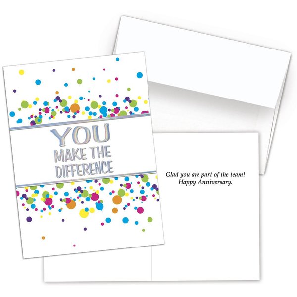 25 Employee Anniversary Cards - You Make the Difference - 26 White Envelopes - FSC Mix