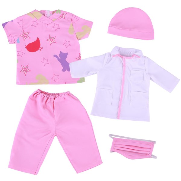 5 PCS Reborn Baby Doll Clothes Set Doctor Theme with Hat and Face Mask for 17-22 Inch Baby Doll Clothes Outfits for Newborn Baby