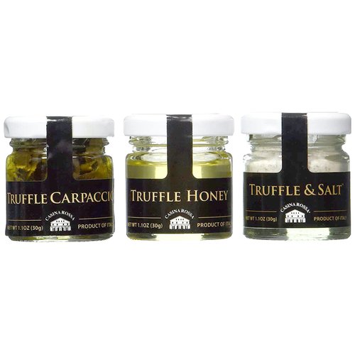 Casina Rossa Truffles Trio Pack: Truffle Carpaccio - Truffle Honey - Truffle & Salt, 3 x 1 oz.