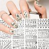 12 Sheets Black Music Notes Nail Stickers for Nail Arts, 3D Nail Decals Self-Adhesive Nail Art Supplies for Nail Designer, Nail Tattoos for Women Girls, pegatinas para uñas with Musical