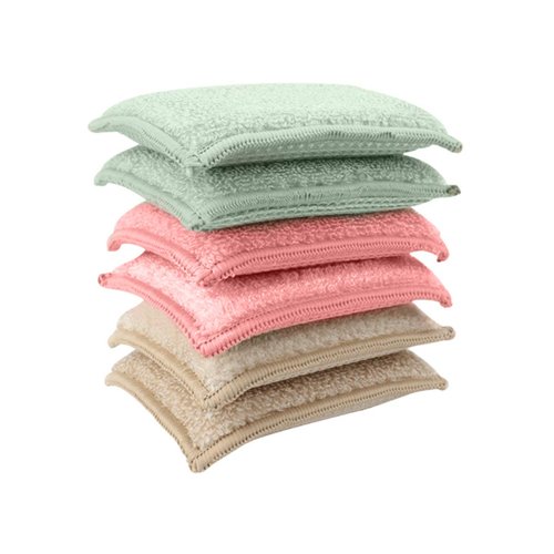 KMAKII Bamboo Kitchen Sponges Dish Sponge Super Absorbent Natural Dish Sponges,3 Color, Pack of 6